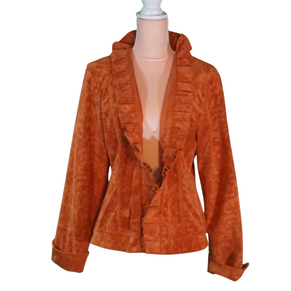 Chico's orange ruffled jacket
